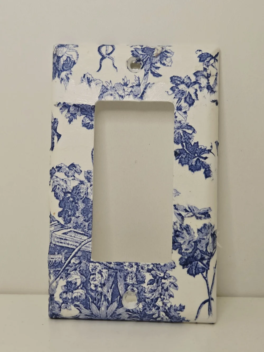 Blue Toile Decorative Light Switch Plate and Outlet Cover Set - Home Wall Decor